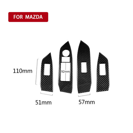Car Carbon Fiber Window Buttons Panel Decorative Sticker for Mazda CX-5 2017-2018, Right Drive