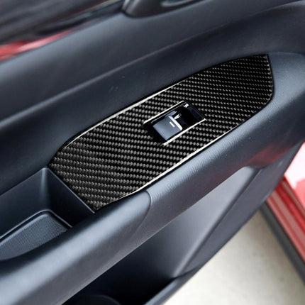 Car Carbon Fiber Window Buttons Panel Decorative Sticker for Mazda CX-5 2017-2018, Right Drive