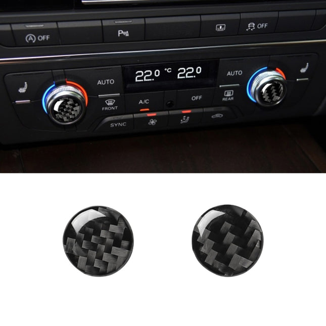 Car Carbon Fiber Air Conditioning Button Decorative Sticker for Audi A6 S6 C7 A7 S7 4G8 2012-2018, Left and Right Drive Universal, Air Conditioning Button