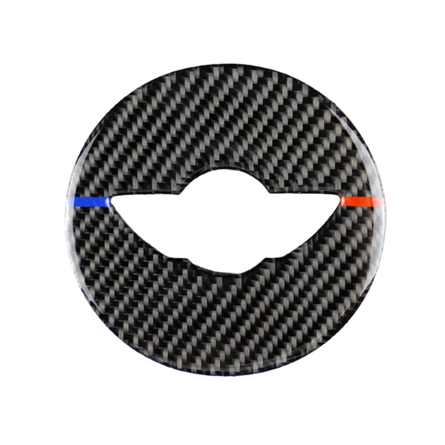 Red Blue Color Car Steering Wheel Logo R Chassis Carbon Fiber Decorative Sticker for BMW MINI R55 / R56 / Countryman R60 / Paceman R61, For BMW MINI R60 (Red Blue Color)