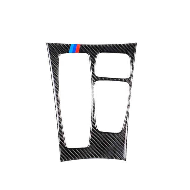 Car Carbon Fiber Tricolor Gear Panel Decorative Sticker for BMW X5 2008-2013 / X6 2009-2014, Low-level Configuration Left Drive, Gear Panel(Tricolor)