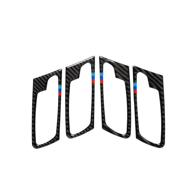 4 in 1 Car Carbon Fiber Tricolor Door Handle Decorative Sticker for BMW 2008-2014 X5 E70 / E71, Left Drive, Door Handle(Tricolor)