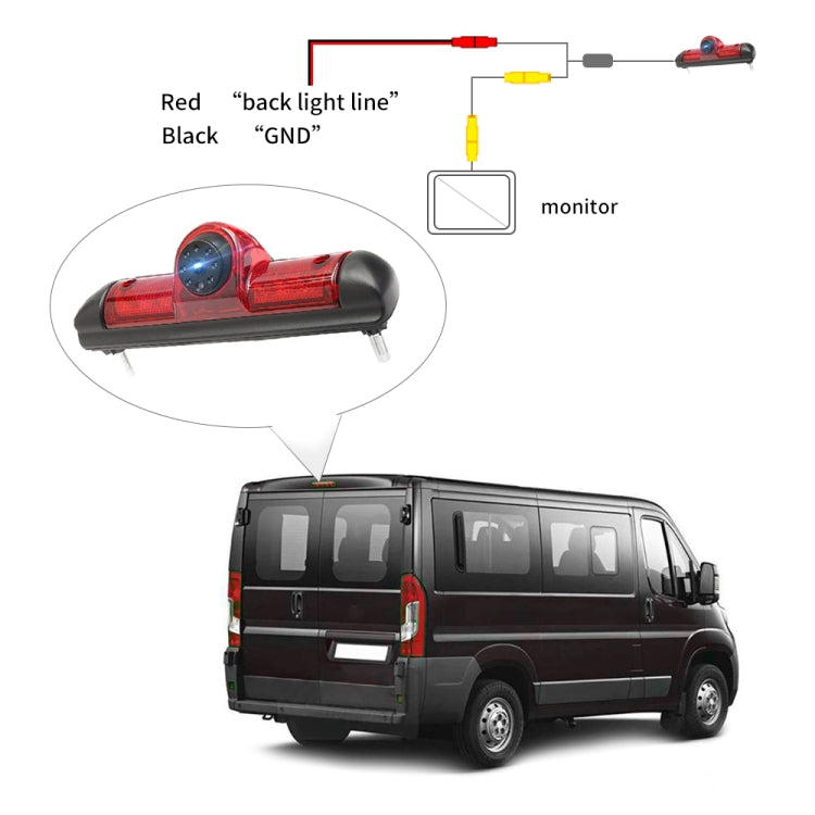PZ460 Car Waterproof HD High Position Brake Light View Camera + 7 inch Rearview Monitor for Fiat / Citroen / Peugeot, PZ460  + 7 inch Rearview Monitor