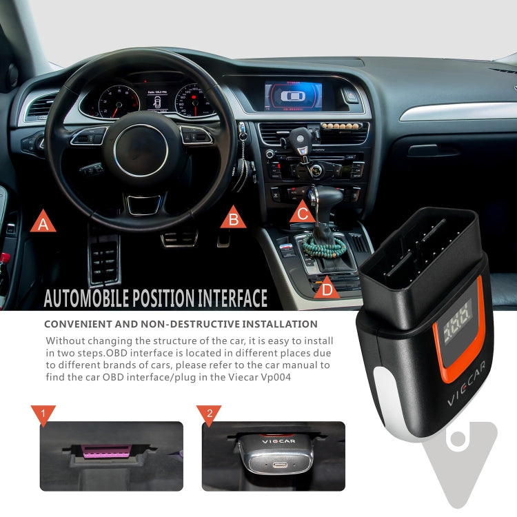 Viecar VP004 Car Mini OBD + USB / Type-C Interface Fault Detector V1.5 WiFi Diagnostic Tool
