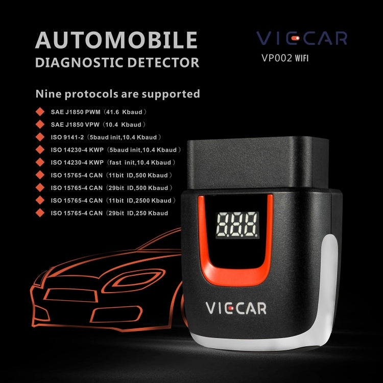 Viecar VP002 Car Mini OBD Fault Detector V1.5 WiFi Diagnostic Tool, VP002