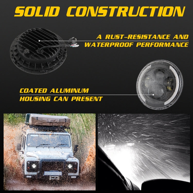 7 inch H4 / H13 DC 9V-30V 3000LM 3000K-6000K 25W Car Round Shape LED Headlight Lamps for Jeep Wrangler, with Angel Eye