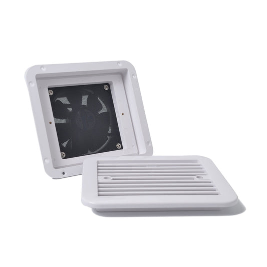 12V White Air Vent with Fan RV Trailer Caravan Gale Side Air Ventilation, A0672-02