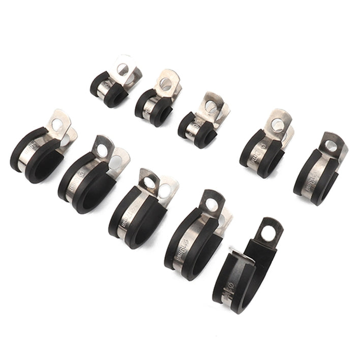 10 PCS Car Rubber Cushion Pipe Clamps Stainless Steel Clamps, Size: 7/4 inch (44mm), Size: 7/4 inch (44mm)