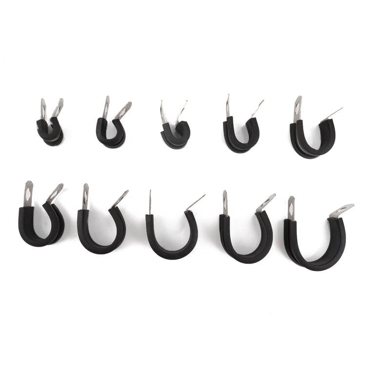 10 PCS Car Rubber Cushion Pipe Clamps Stainless Steel Clamps, Size: 15/8 inch (48mm)