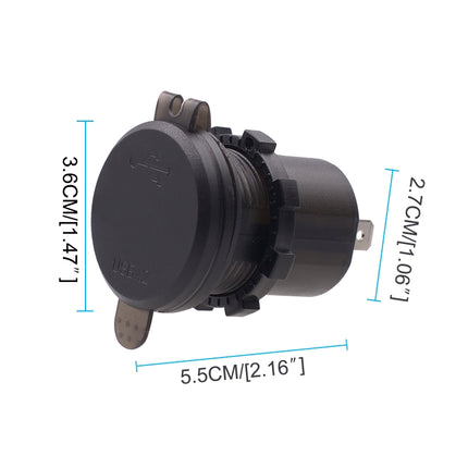 Universal Car Dual Port USB Charger Power Outlet Adapter 4.2A 5V IP66 with LED Digital Voltmeter + 60cm Cable