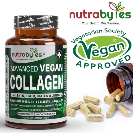 Advanced Vegan Collagen with Hyaluronic Acid, Biotin, Vitamin C & Amino Acids | Amino Acids | Made in UK