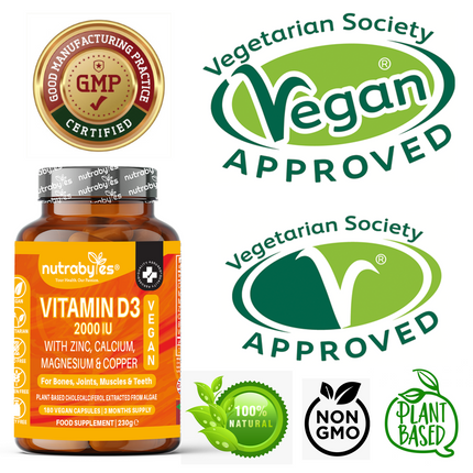 Vegan Vitamin D3 2000 IU Complex, 180 Capsules