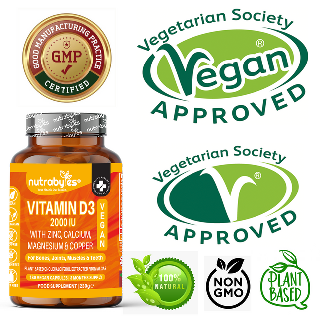 Vegan Vitamin D3 2000 IU Complex, 180 Capsules