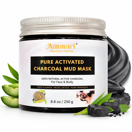 Activated Charcoal Mud Mask for Deep Cleansing Face & Body | Ammuri