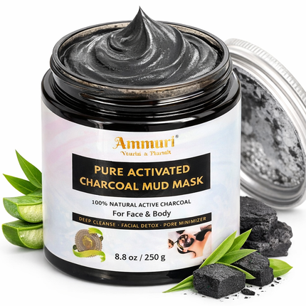 Activated Charcoal Mud Mask for Deep Cleansing Face & Body | Ammuri