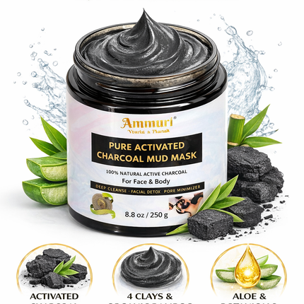 Activated Charcoal Mud Mask for Deep Cleansing Face & Body | Ammuri