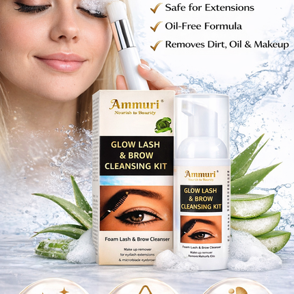 Eyelash Extension Shampoo & Lash Brow Cleansing Kit | Ammuri