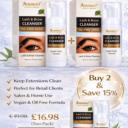 Ammuri Lash & Brow Cleansing Kit: Eyelash Extension Shampoo Kit