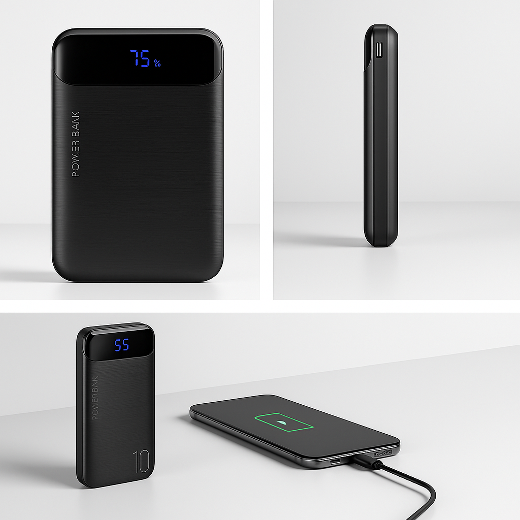 10000mAh Portable Power Bank – Dual USB Output, Fast Charging 5V/2.1A USB Charger with LED Digital Display, Type-C/Micro Input – Compatible with iOS & Android Devices