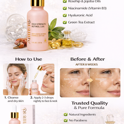 High Strength Retinol 3.5% Serum for Anti-Ageing & Skin Firming | Ammuri