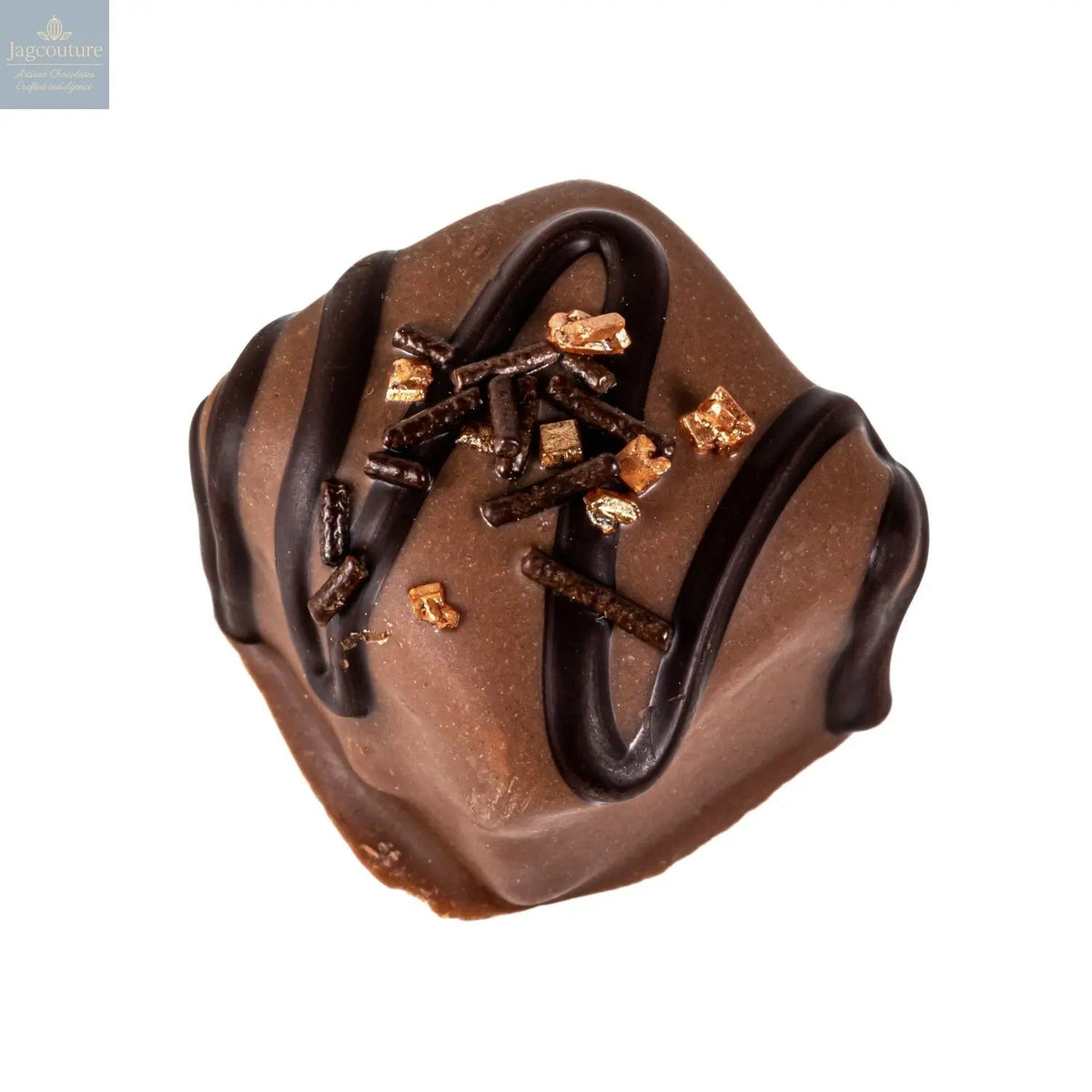 Chocolate Fudge - chocolate fudge in milk chocolate with plain stripe and glamour sprinkles 19g