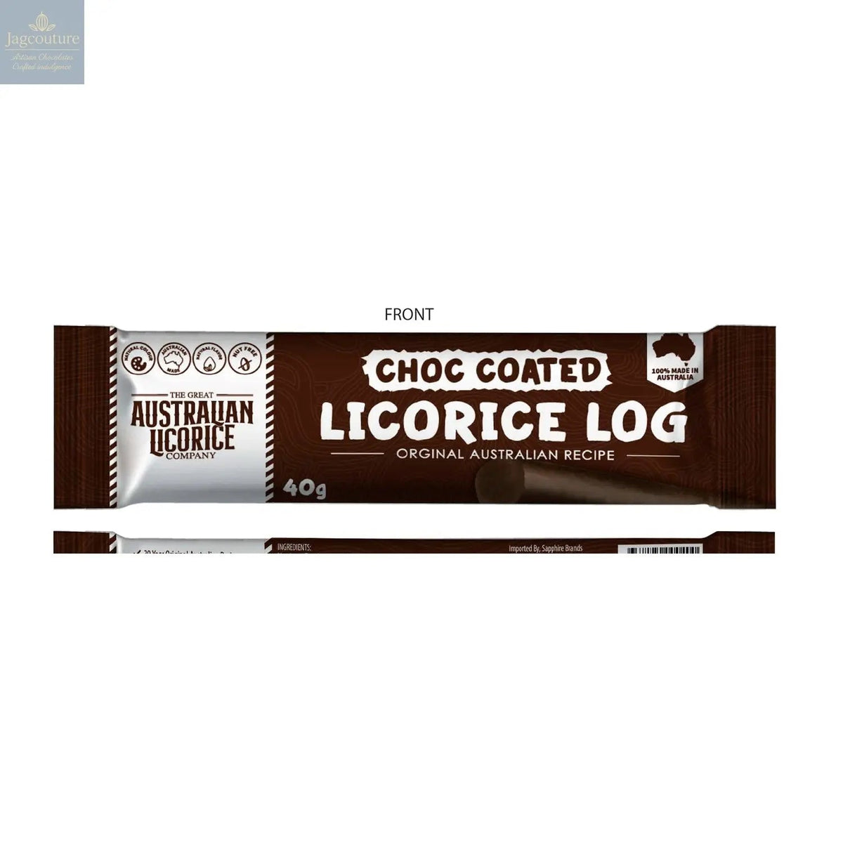 Chocolate coated traditional licorice log