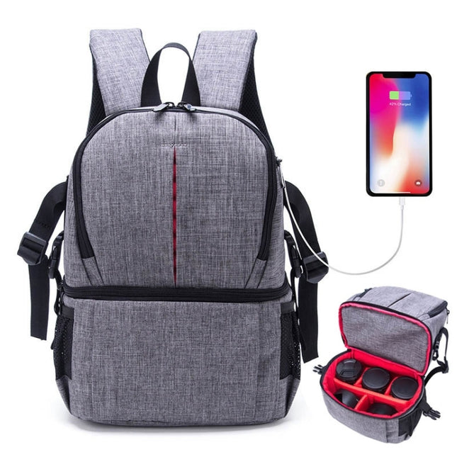 Multi-functional Waterproof Nylon Shoulder Backpack Padded Shockproof Camera Case Bag for Nikon Canon DSLR Cameras