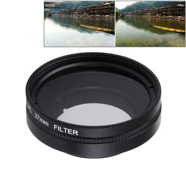 JUNESTAR for Xiaomi Xiaoyi Yi II 4K Sport Action Camera Proffesional 37mm CPL Filter + Lens Protective Cap, CPL Filter+Lens Cap