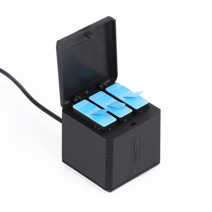 RUIGPRO USB Triple Batteries Housing Charger Box with Cable & Indicator Light for GoPro HERO9 Black / HERO10 Black