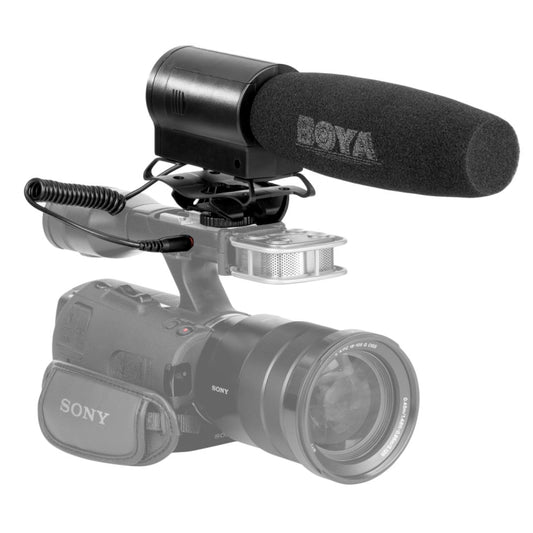 BOYA BY-DMR7 Shotgun Condenser Broadcast Microphone with LCD Display & Integrated Flash Recorder for Canon / Nikon / Sony DSLR Cameras and Video Cameras, BY-DMR7