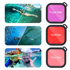 45m Waterproof Case + Touch Back Cover + Color Lens Filter for GoPro HERO8 Black, Case + Touch Cover + Pink Filter for GoPro8, Case + Touch Cover + Purple Filter for GoPro8, Case + Touch Cover + Red Filter for GoPro8