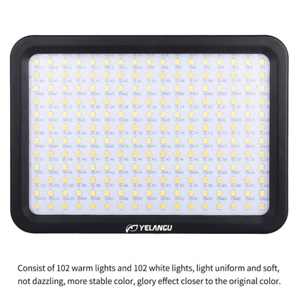 YELANGU YLG0504B 204 LEDs 1000LM 3300-5600K No Polar Dimmable Studio Light Video & Photo Light for Canon, Nikon, DSLR Cameras, 204 LEDs