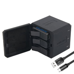 RUIGPRO USB Triple Batteries Housing Charger Box with USB Cable & LED Indicator Light for GoPro HERO6 /5