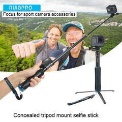 Tragbarer, faltbarer Stativhalter, Selfie-Einbeinstativ-Stick für GoPro, Insta360, DJI und andere Actionkameras, Länge: 23,5–81 cm, RUIGPRO
