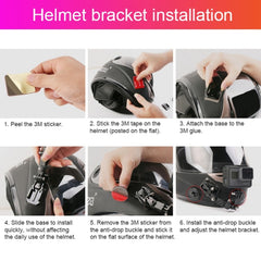 Cycling Helmet Adhesive Multi-Joint Arm Fixed Mount Set with J-Hook Buckle Mount & Screw for GoPro, Insta360, DJI and Other Action Cameras, Cycling Helmet Kit