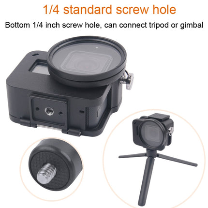 Housing Shell CNC Aluminum Alloy Protective Cage with Insurance Frame & 52mm UV Lens for GoPro HERO7 Black /6 /5, 52mm UV Black, 52mm UV Blue, 52mm UV Red