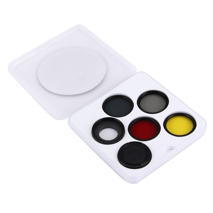 JUNESTAR 7 in 1 Proffesional 37mm Lens Filter(CPL + UV + ND4 + Red + Yellow + FLD / Purple) & Lens Protective Cap for GoPro HERO4 / 3+ / 3 Sport Action Camera, 7 in 1