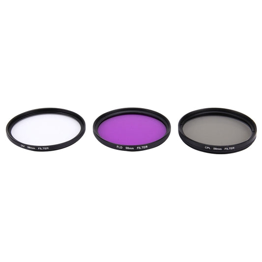 JUNESTAR 3 in 1 Proffesional 58mm Lens Filter(CPL + UV + FLD / Purple) for GoPro & Xiaomi Xiaoyi Yi Sport Action Camera, 3 in 1