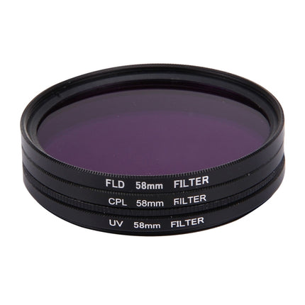Filtro de lente profesional JUNESTAR 3 en 1 de 58 mm (CPL + UV + FLD/púrpura) para cámara de acción deportiva GoPro y Xiaomi Xiaoyi Yi, 3 en 1