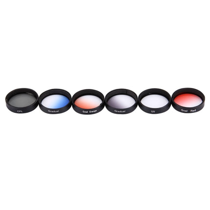 JUNESTAR 6 in 1 Professional 34mm Lens Filter(CPL + UV + Gradual Red + Gradual Orange + Gradual Blue + Gradual Grey) for DJI Phantom 3 & 4