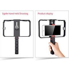 YLG0901B Vlogging Live Broadcast Smartphone Plastic Cage Video Rig Filmmaking Recording Handle Stabilizer Bracket for iPhone, Galaxy, Huawei, Xiaomi, HTC, LG, Google, and Other Smartphones, YLG0901B