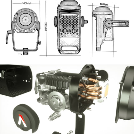 Aputure LS C120D II High Color Restoration CRI 96 Light Storm Natural White Light 5500K COB LED Studio Video Light with 2.4GHz Wireless Remote & Control Box