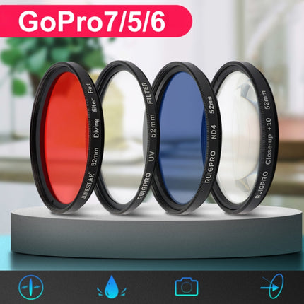 RUIGPRO for GoPro HERO 7/6 /5 Professional 52mm 10X Close-up Lens Filter with Filter Adapter Ring & Lens Cap, 10X Close-up Lens