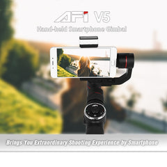 AFI V5 Smooth 3-Axis Handheld Aluminum Brushless Gimbal Stabilizer with Tripod Mount & Fill Light for Smartphones within 6 inch, Support Face Tracking