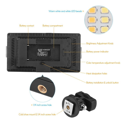 LED01 416 LEDs 3600LM Professional Vlogging Photography Video & Photo Studio Light for Canon / Nikon DSLR Cameras, 416 LED