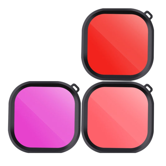 Pink Purple Red 3 Color Square Housing Diving Lens Filter Kits for GoPro HERO8 Black Original Waterproof Housing, 3 Color