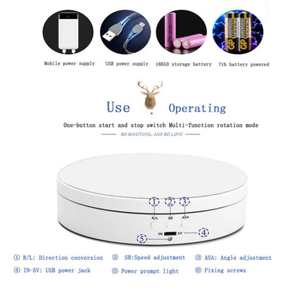 13.8cm USB Charging Smart 360 Degree Rotating Turntable Display Stand Video Shooting Props Turntable for Photography, Load 3kg