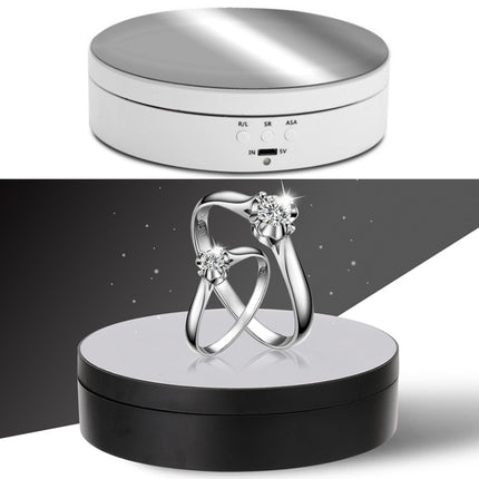 13.8cm Mirror Style USB Charging Smart 360 Degree Rotating Turntable Display Stand Video Shooting Props Turntable for Photography, Load 3kg