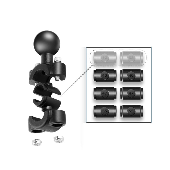 25mm Ball Head Motorcycle Rearview Mirror Fixed Mount Holder with 4 Styles Gaskets for GoPro, Insta360, DJI and Other Action Cameras, 25mm Ball Head with 4 Styles Gaskets