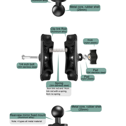 25mm Ball Head M10 Screw Motorcycle Fixed Mount Holder for GoPro, Insta360, DJI and Other Action Cameras, 25mm Ball Head M10 Screw
